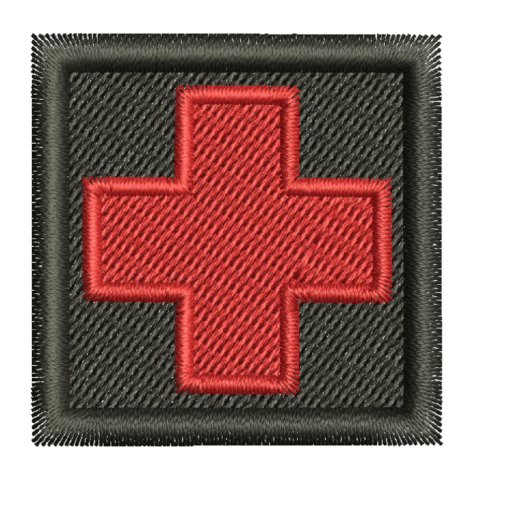 Patch bordado cruz vermelha fundo preto