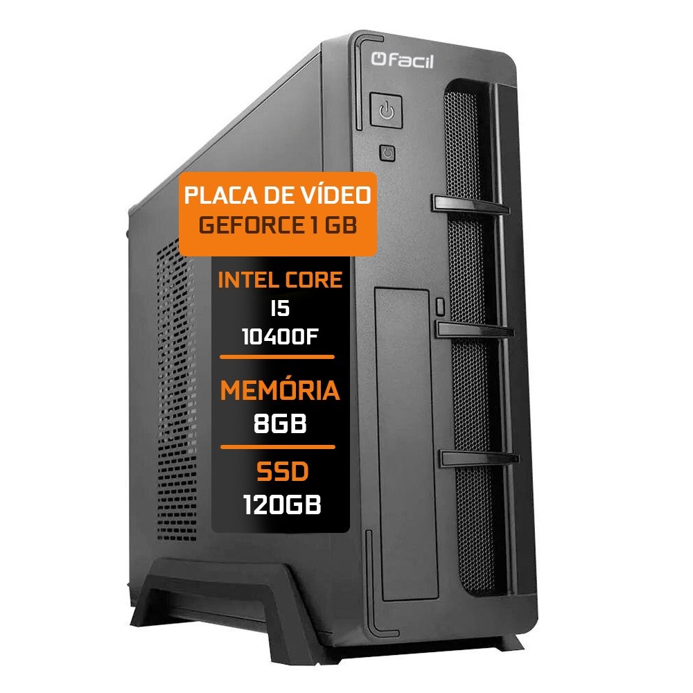 Computador Fácil Slim Premium Intel Core i5 10400F (Décima Geração) 8GB DDR4 SSD 120GB