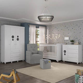 Quarto Completo com Colchão, Poltrona de Amamentação e Puff Pimpolho Multimóveis MP4103 em Oferta na Shopee
