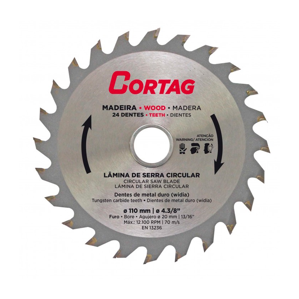 Disco De Serra Corte Madeira Mdf 24 dentes 110x20mm Cortag