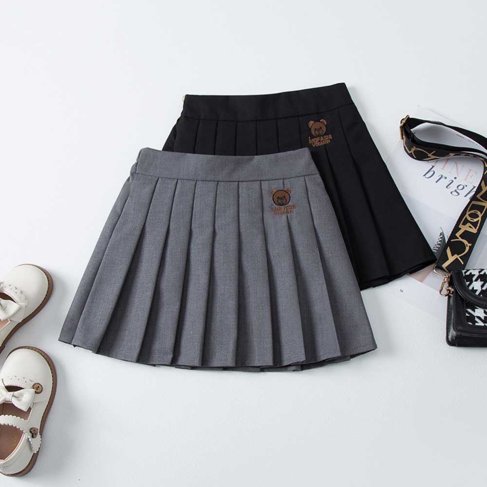 Saia de meninas crianças desenhos animados plissadas saias estudante uniforme escolar vestido curto primavera outono 3-12Y roupas infantis