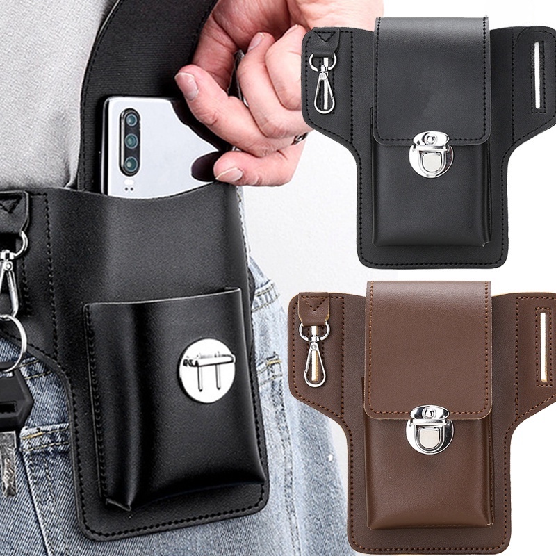 Bolsa Para Cintura Masculina De Couro Fanny/Cinto De Telefone Celular ...