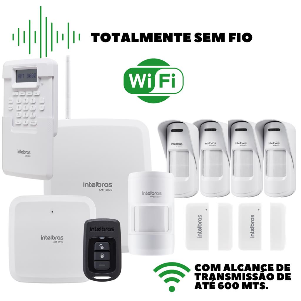 KIT SISTEMA DE ALARME SEM FIO AMT 8000 INTELBRAS