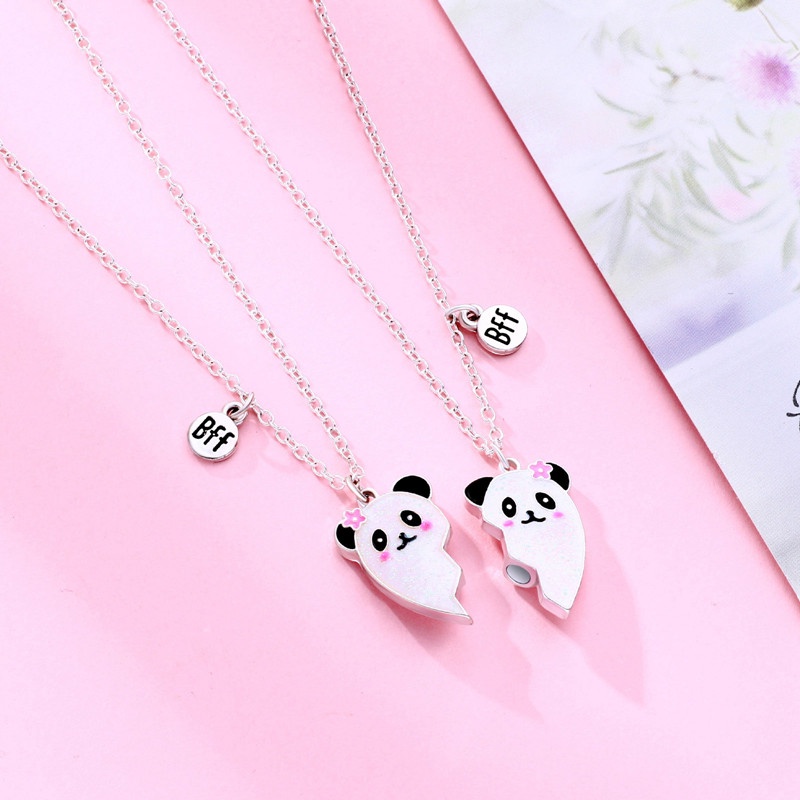 Desenho Animado Panda Heart Broken Pendant Necklace BFF Jóias De Casal Para  Meninas Moda Amizade Melhor Amiga