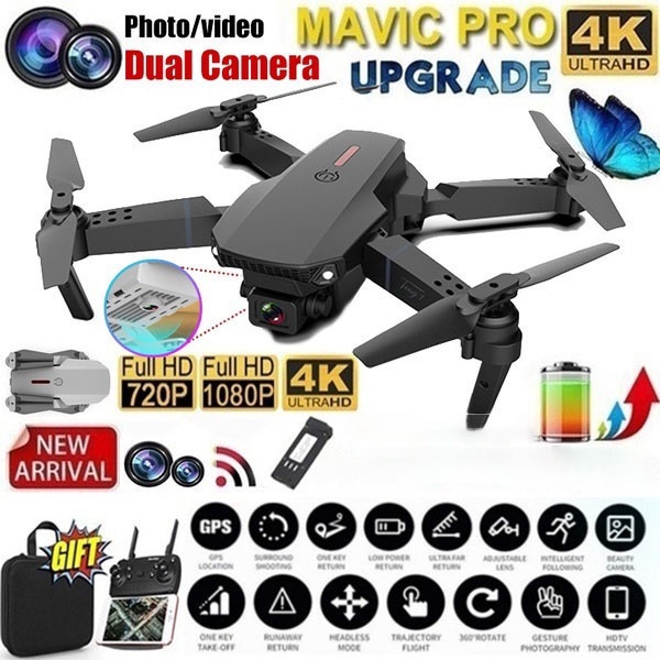 Drone E88 Pro 4K HD Posicionamento De Câmera Dupla 1080P WiFi FPV Novo 2021 Altura Manter Profissional RC Quadcopter