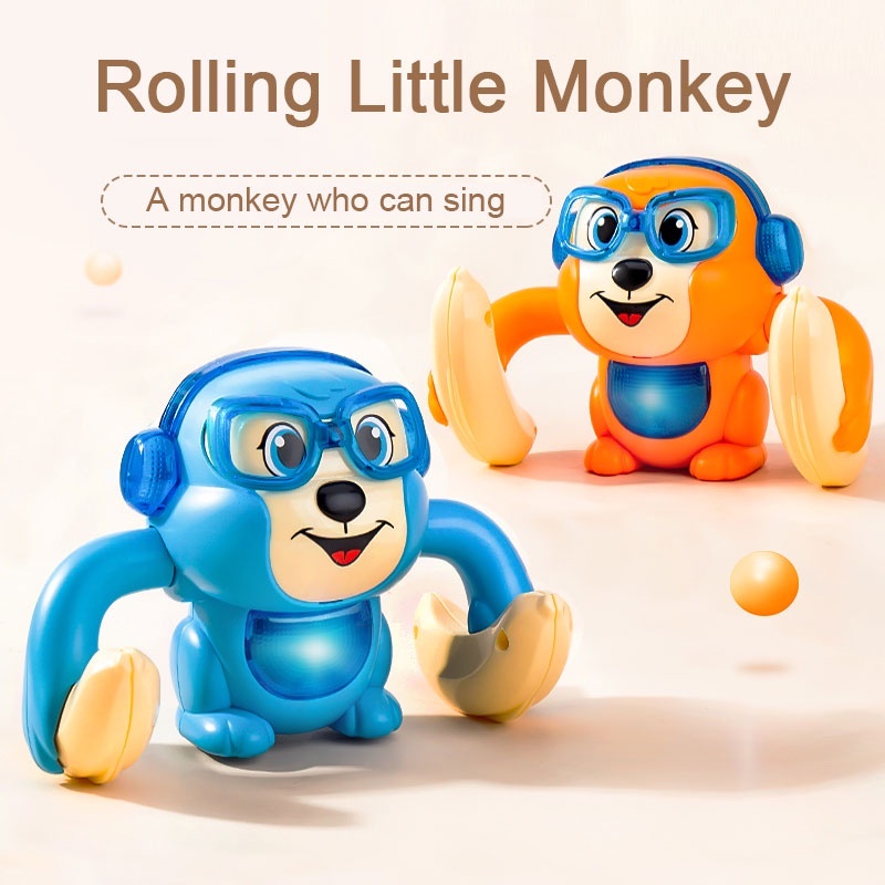 Engraçado controle de voz caindo rolando brinquedos do bebê dos desenhos  animados macaco educação precoce brinquedos crianças música luz criativa  brinquedos elétricos