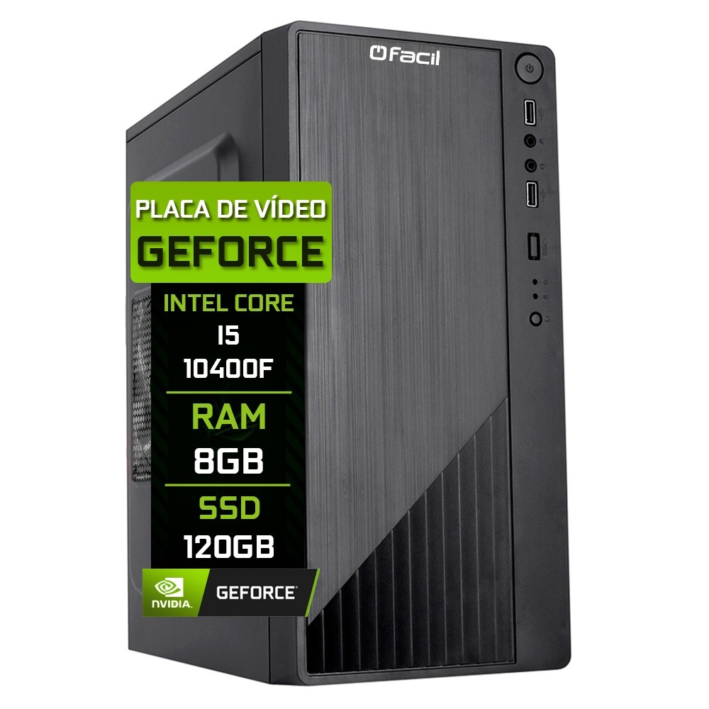 Computador Fácil Intel Core i5 10400f (Décima Geração) 8GB DDR4 Geforce Nvidia 1GB SSD 120GB