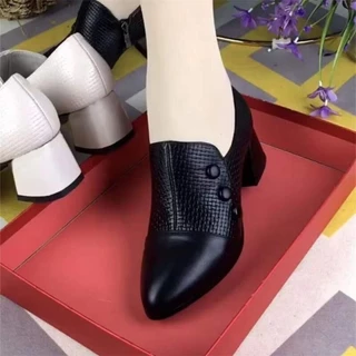 Primavera E Outono Novas Botas De Sola Macia Femininas De Salto Grosso Antiderrapante Couro Duráveis Médio Casuais