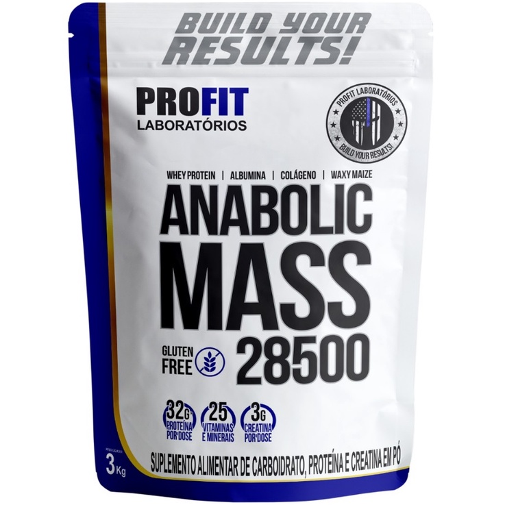 Anabolic Mass 28500 3kg Whey Albumina Colágeno Baunilha