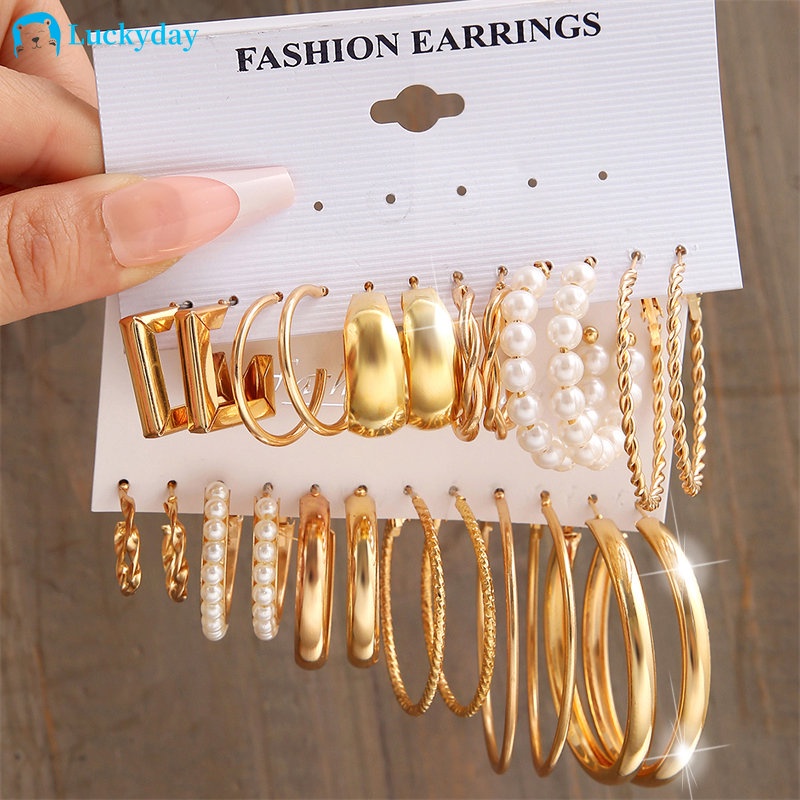 Conjunto Elegante Brinco Com Argola De Ouro Coração Borboleta Hipoalergênico Brincos De Pérola Para Mulheres Joias Acessórios