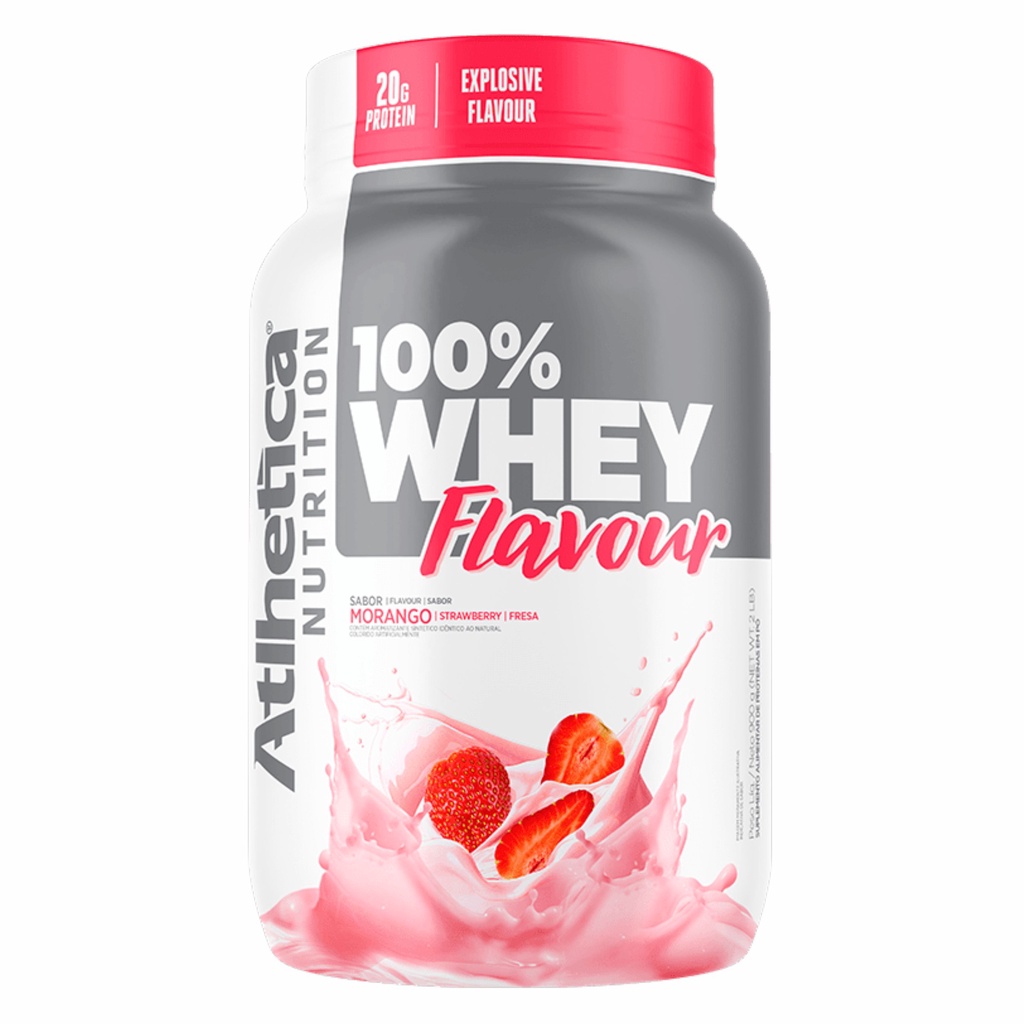 100% Whey Protein Flavour Sabor Morango 900g – Atlhetica (POTE)