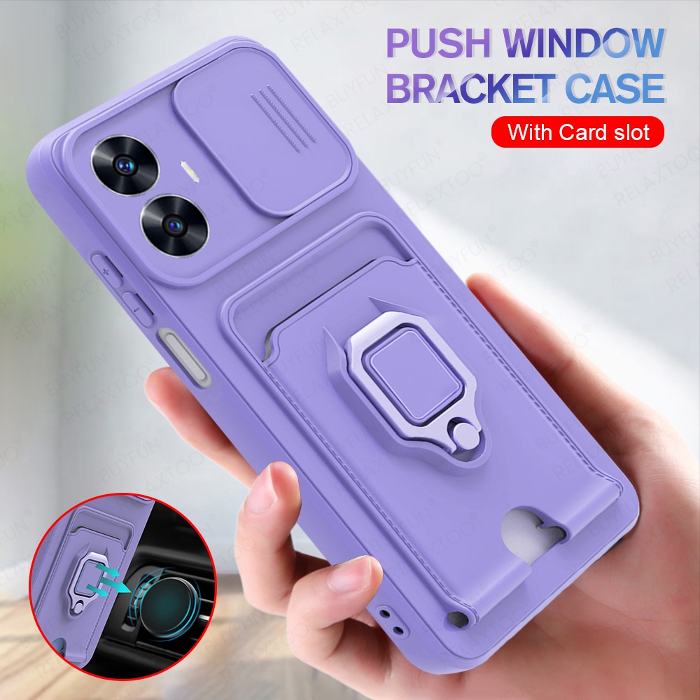 Para Realme C55 Caixa C55 Protetor De Lente De Câmera Deslizante Capa Macia Realmi C55 C 55 55C RealmeC55 6,72 Polegadas TPU De Pára-Choques Com Ranhura Cartão