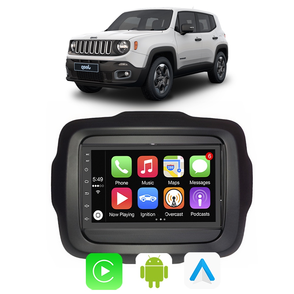 Kit Central Multimidia Carplay Android Auto Renegade 2015 2016 2017 ...