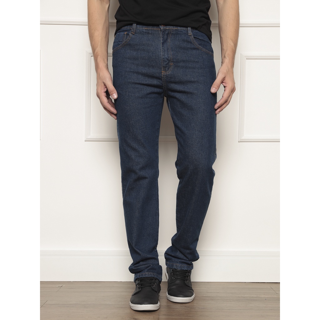 Calça Jeans Masculina Reta Básica Estilo Casual Confortável Tecido Premium