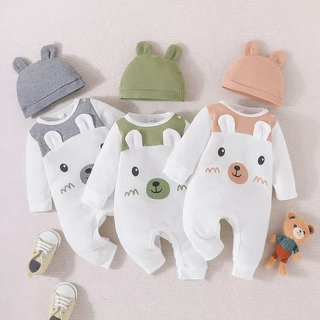 Body Manga Longa Bebês Meninos Macacão Orelhas De Urso fofo de desenho animado Roupa Infantil Para Recém-Nascido 0-18 Meses