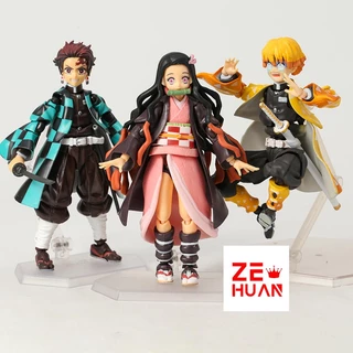 Figma articulado Demon Slayer Zenitsu Agatsuma Kamado Tanjiro Nezuko action figure boneco kimetsu no yaiba