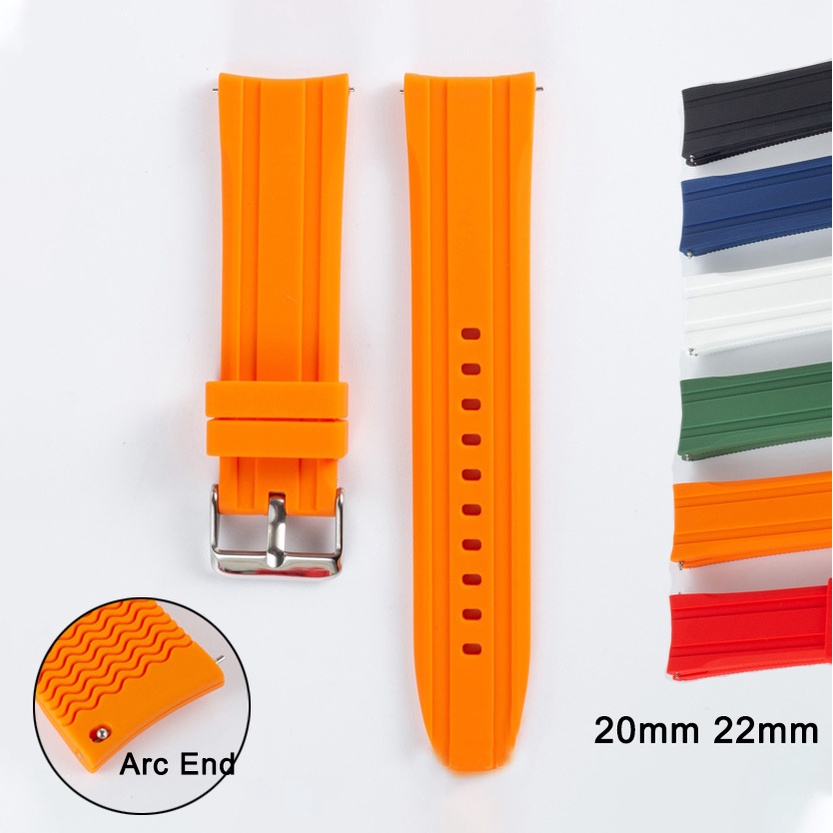Bracelete De Reposição Universal De Extremidade Curva 20mm 22mm De Borracha De Silicone De Liberação Rápida Pulseira Masculina