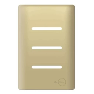 Placa 4x2 para 3 Interruptores Horizontais + Suporte DOURADA - NOVARA COLORS