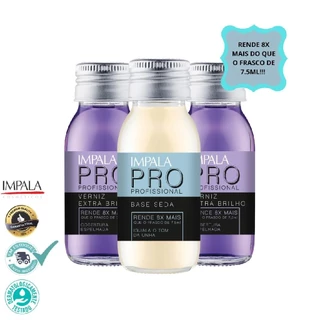 KIT ESMALTE PRO 1 BASE SEDA+2VERNIZ EXTRA BRILHO IMPALA 60ML