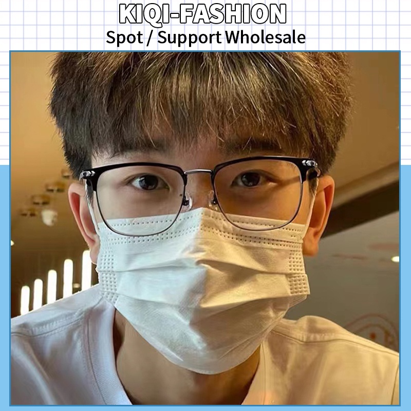 Moda Masculina Óculos De Metal Quadrado Homens E Mulheres Proteção Anti-Luz Azul Clássicos De Meia Aro