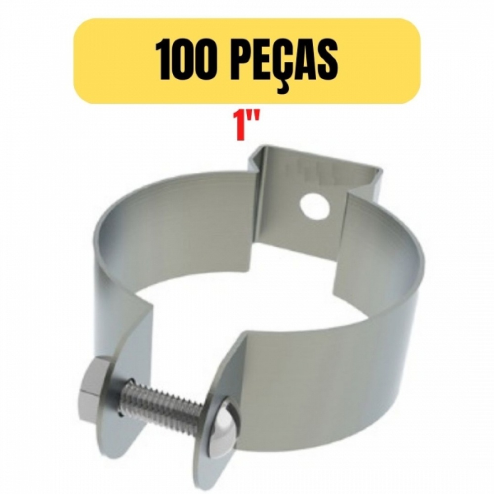 KIT 100 ABRACADEIRA TIPO D COM PARAFUSO 1 POLEGADA