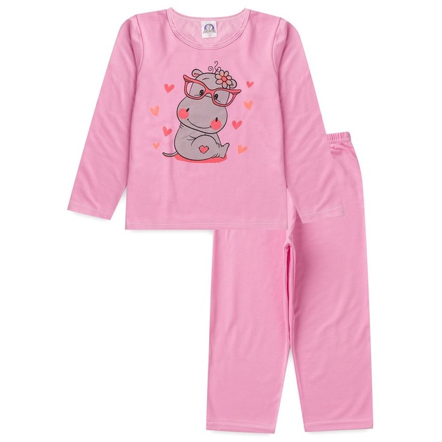 Pijama infantil de moletinho estampado manga longa - INFANTIL em Oferta na Shopee