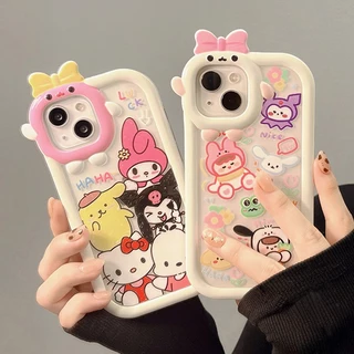 Hello Kitty Caixa Iphone 14 13 12 11 Pro Max XR XS 6 6S 7 8 Plus SE 2020 2022 Capa De Grafite Kuromi Fofo Arco E Nó Pequeno Monstro Telefone Macia