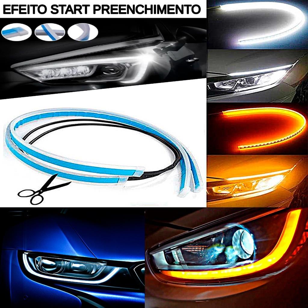 Fita Barra Led 75cm 12v Flexivel Farol Drl Efeito Start preenchimento ...