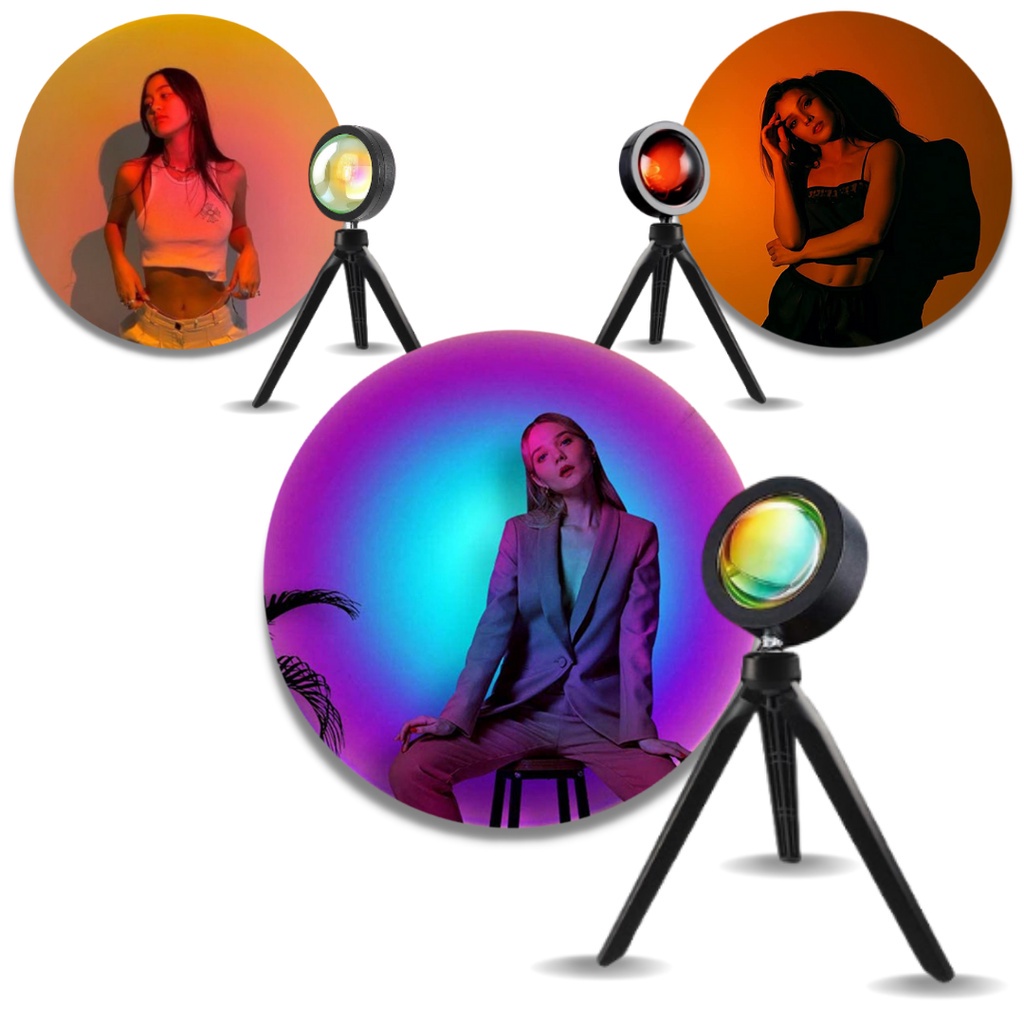 Lâmpada Luminária Projetor Pôr Do Sol Sunset Rainbow Arco Íris Iluminação Fotos Vídeos Usb