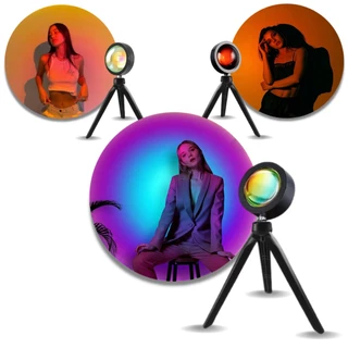 Lâmpada Luminária Projetor Pôr Do Sol Sunset Rainbow Arco Íris Iluminação Fotos Vídeos Usb