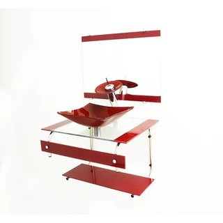 TESTEIRA DE VIDRO PARA GABINETE DE VIDRO 60CM VERMELHO CEREJA