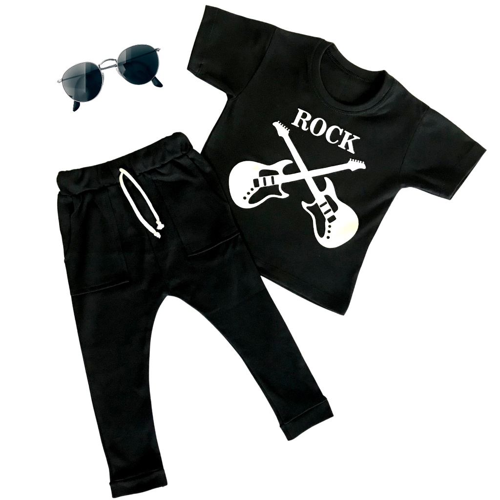 Conjunto Beb Menino Rock Camiseta e Cal a Saruel Infantil Mesvers rio