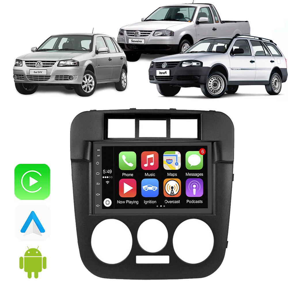 Kit Central Multimidia Carplay Android Auto GGol Parati Saveiro G4 7 ...