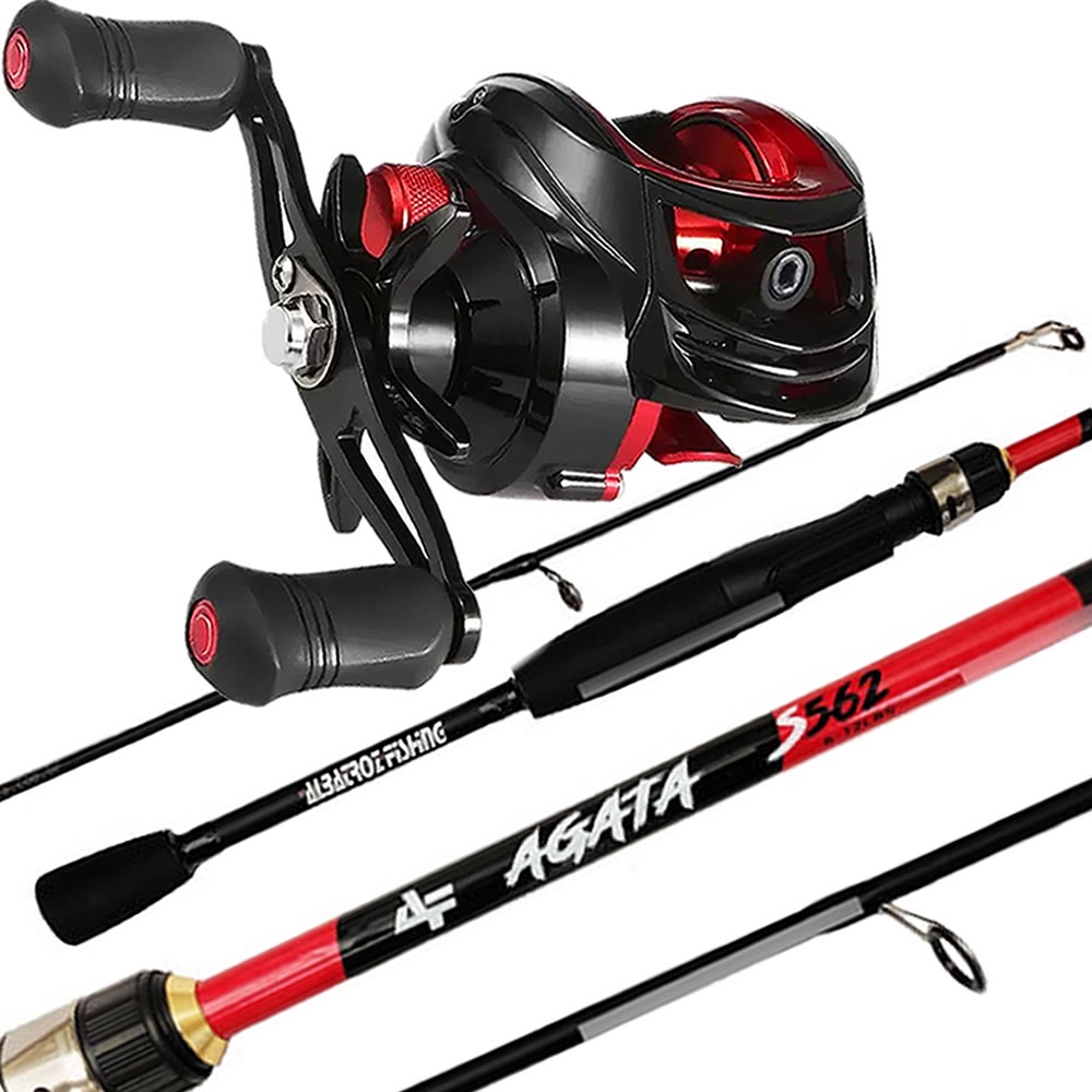 Carretilha 19 Rolamentos Vara Fibra Carbono Pesca Kit 15Kg