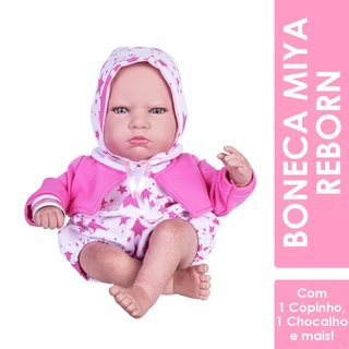 Boneca Miya Menina Bebe Reborn 45cm C/ Acessorios - Cotiplas