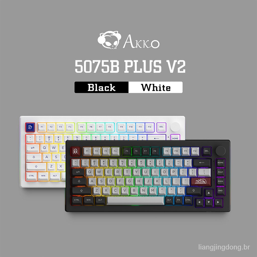 Akko 5075B Plus V2 75% Hot Swappable Multi-Modos RGB Teclado Mecânico para Jogos 2.4GHz Sem Fio/USB Typee-C/Bluetooth 5.0 40 NOME