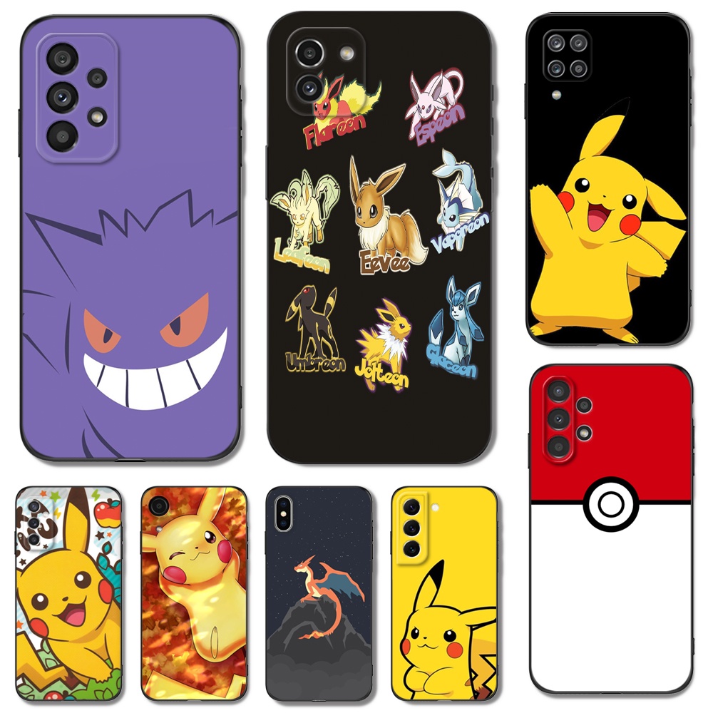 Estojo Para Samsung Galaxy A04 4G A14 A34 A54 5G Capa De Silicone Macia Telefone tpu pokemon pikachu Preto