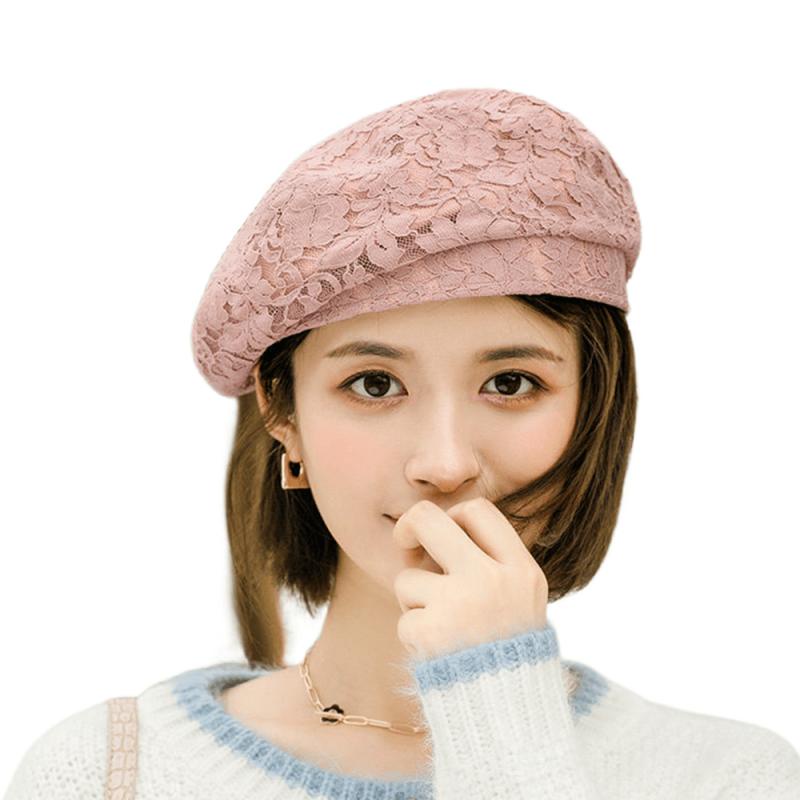 2023 Novos Chapéus De Boina De Renda Oca Preta Verão Britânicos Retro Octogonais Moda Feminina Sunshade Beanie Caps