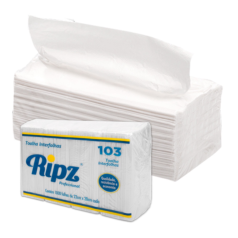 Papel Toalha Interfolha Branco Ripz 1000 Folhas 24g 22x20cm - Macio ...