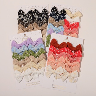 12Pcs/Set Sweet Bordado Doce Impressão Clipes De Cabelo Em Laço Para Meninas Bebês Grampos Giros Cabeleireiro Infantil Acessórios