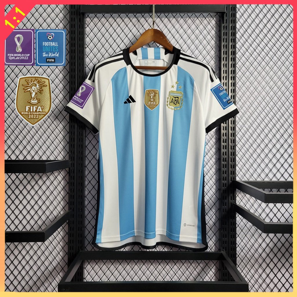 Camisa Branca de Futebol 22 /23 Copa do Mundo A-A Argentina Home 2022 Camisa Branca Esportiva Masculina Samsung