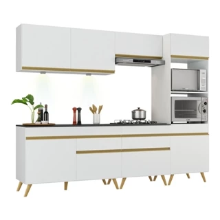 Armário de Cozinha Completa 252cm com Leds Veneza Up Multimóveis V2035