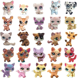 10/20pçs LPS cat Raro Littlest pet shop Brinquedos Fofos De Pé De Pêlo Curto Gato original Gatinho husky Cachorro Raposa animal Velho Brinquedo De Cabeça De bobble
