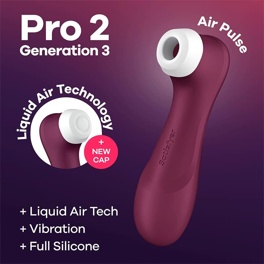 Satisfyer Pro 2 Geração 3 - Air-Pulse Clitóris Estimulante Vibrador com Tecnologia de Ar Líquido-Brinquedo do sexo de sucção do clitóris sem contato para mulheres, impermeável, recarregável (vinho R
