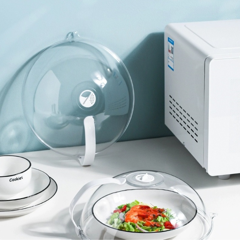 Imagem do produto Tampa Para Microondas Protetor Alimentos Transparente Anti Sujeira Comida Com Válvula Alça De Plástico Pratos 6