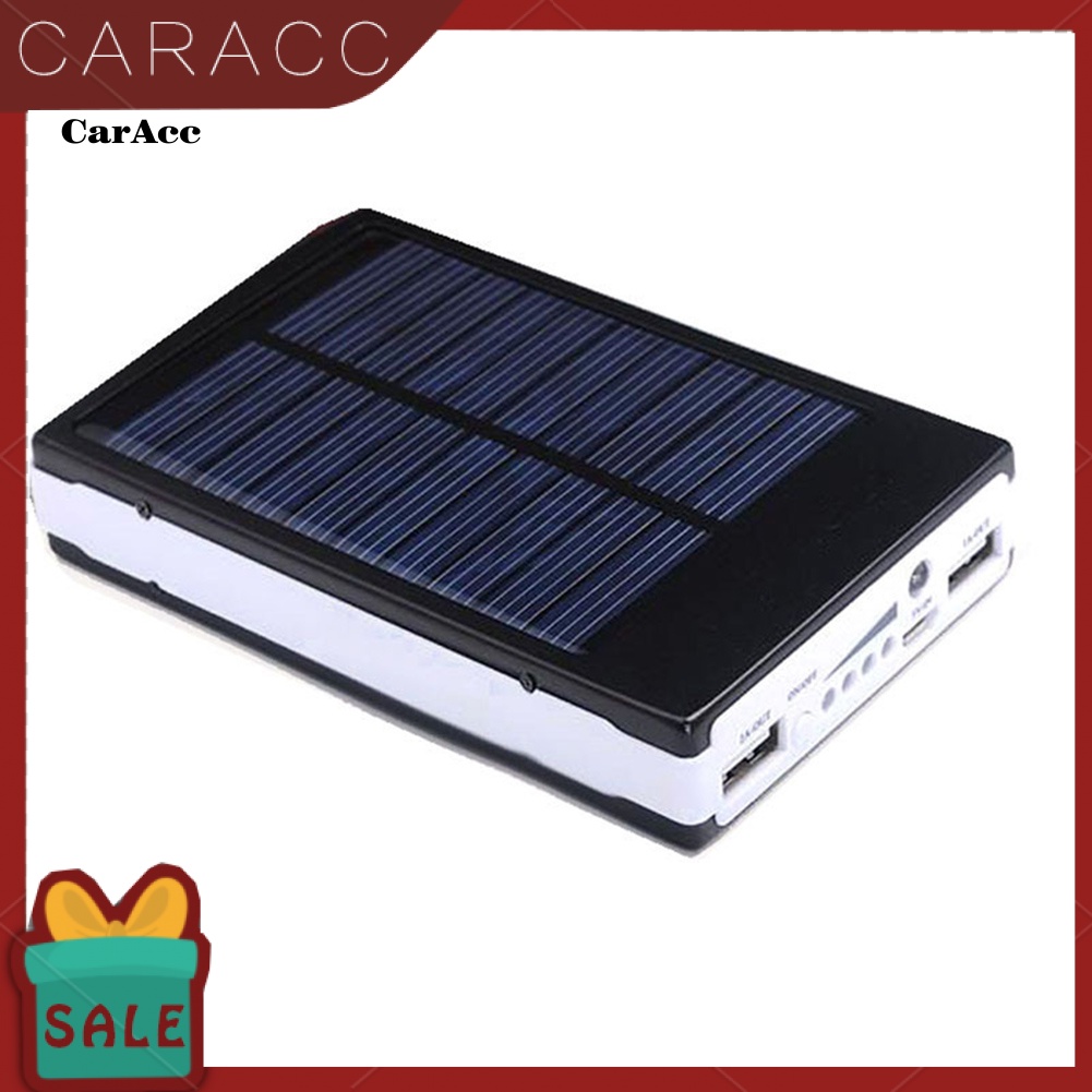 < caracc > Luz Solar Portátil LED Dual USB Power Bank DIY Estojo Externo Sem Bateria