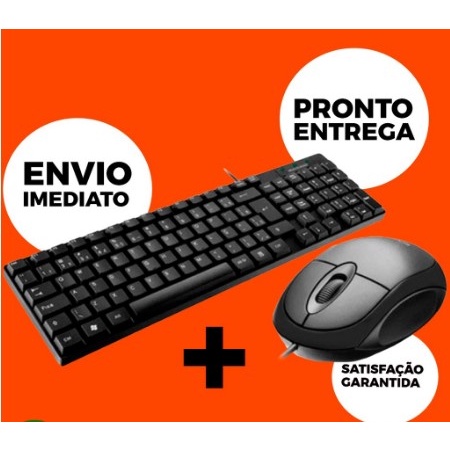 KIT Teclado E Mouse ABNT2 Fio USB Kit Pc Computador Notebook Informática