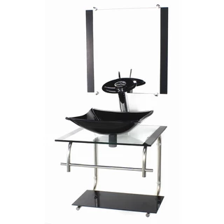GABINETE 40CM DE VIDRO INOX CUBA QUADRADA PRETO