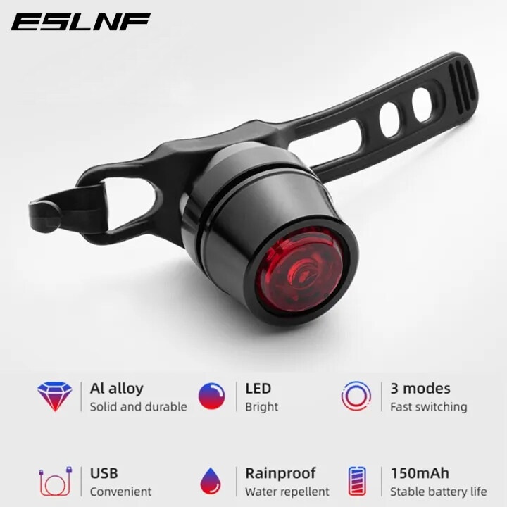 ESLNF Luz Traseira De Bicicleta Recarregável Original TL001 Ciclismo Portátil De Liga De Alumínio À Prova D'água Brilhante De Noite