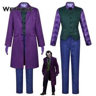 [Wetrose] Fantasia De Halloween Cosplay Batman Horror Cavaleiro Das Trevas Heath Ledger Joker Set Uniform Man